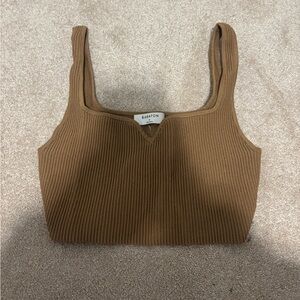 Babaton Tan Ribbed Crop Top